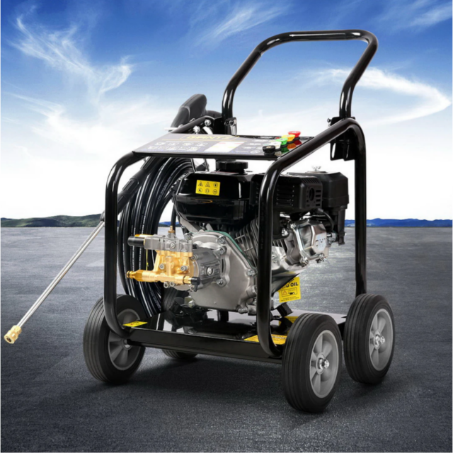 3000PSI petrol pressure washer with 7HP engine and wheeled frame