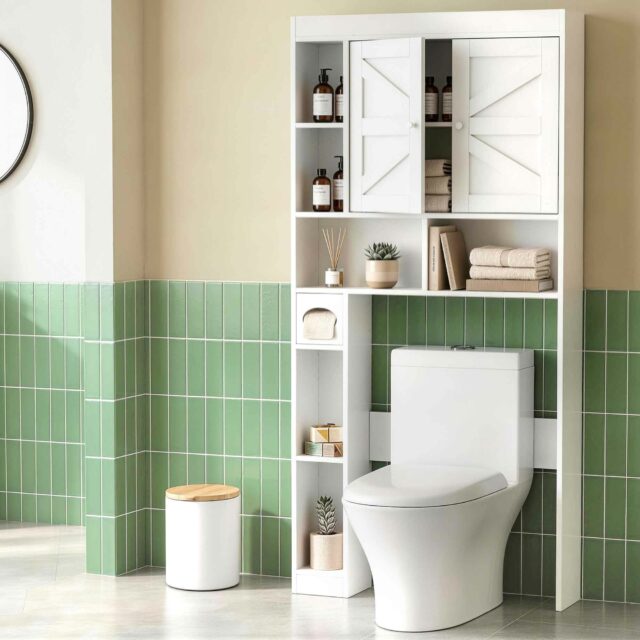 BarnLift Over-Toilet Storage Cabinet – White